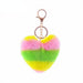 Wholesale Love Pendant Color Plush Pom Pom Keychain JDC-KC-PRY006 Keychains 彭日耀 green pink 10CMX9CM Wholesale Jewelry JoyasDeChina Joyas De China