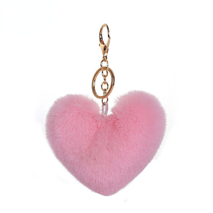 Wholesale Love Pendant Color Plush Pom Pom Keychain JDC-KC-PRY006 Keychains 彭日耀 pink 10CMX9CM Wholesale Jewelry JoyasDeChina Joyas De China