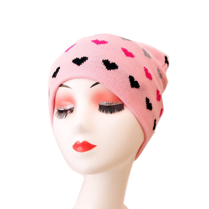 Wholesale love pink wool knitted hat JDC-FH-GSYH072 FashionHat 予画 Pink Average code Wholesale Jewelry JoyasDeChina Joyas De China