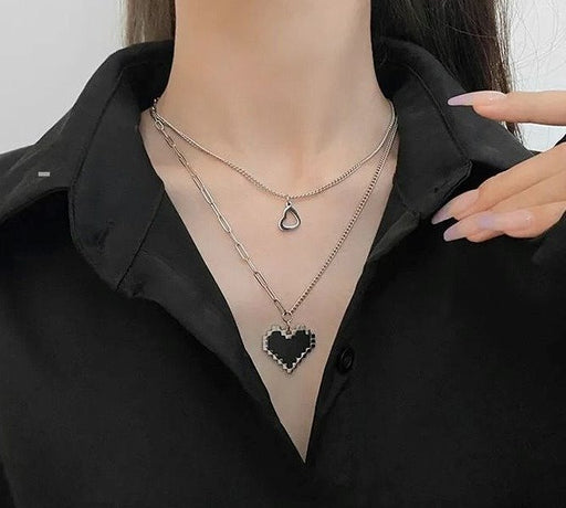 Wholesale love pixel peach heart titanium steel necklace JDC-NE-SF089 NECKLACE 少峰 Wholesale Jewelry JoyasDeChina Joyas De China