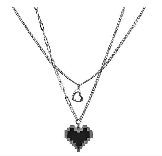 Wholesale love pixel peach heart titanium steel necklace JDC-NE-SF089 NECKLACE 少峰 Wholesale Jewelry JoyasDeChina Joyas De China