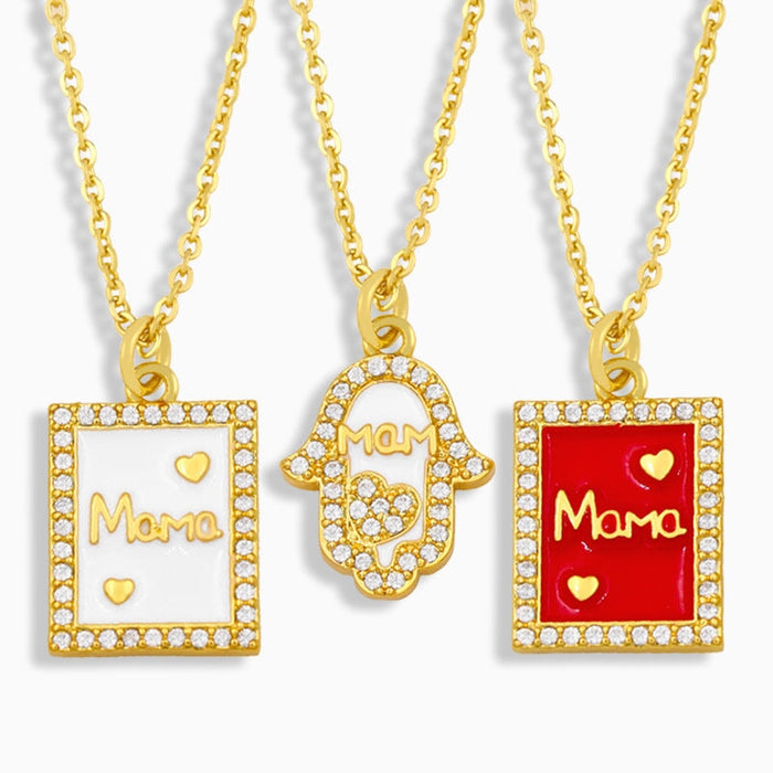 Wholesale love square mother's day necklace JDC-NE-AOS004 Necklaces 翱昇 Wholesale Jewelry JoyasDeChina Joyas De China