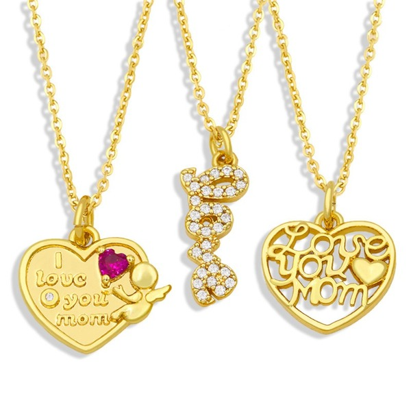 Wholesale Love Zircon Copper Plated 18k Gold Necklaces JDC-NE-AS545 Necklaces JoyasDeChina Wholesale Jewelry JoyasDeChina Joyas De China
