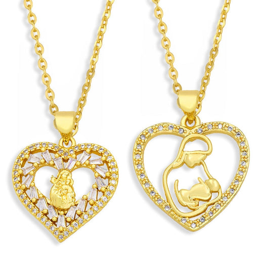 Wholesale love zircon heart shaped Mother's Day necklace JDC-NE-AOS006 Necklaces 翱昇 Wholesale Jewelry JoyasDeChina Joyas De China