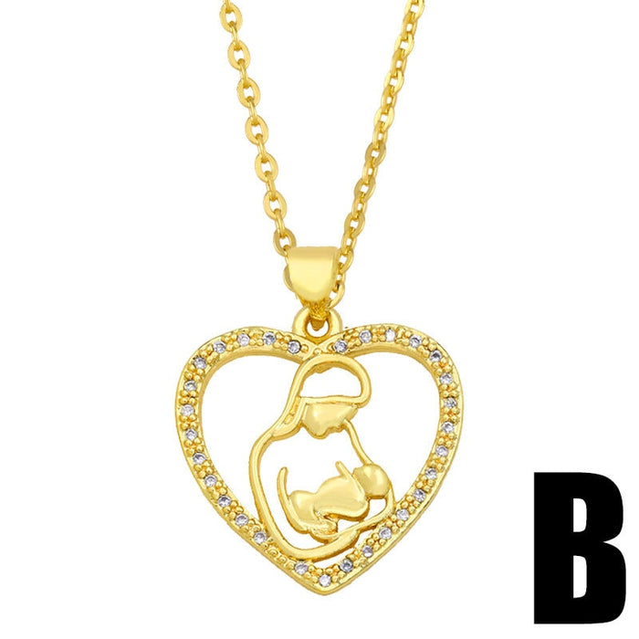 Wholesale love zircon heart shaped Mother's Day necklace JDC-NE-AOS006 Necklaces 翱昇 B Wholesale Jewelry JoyasDeChina Joyas De China