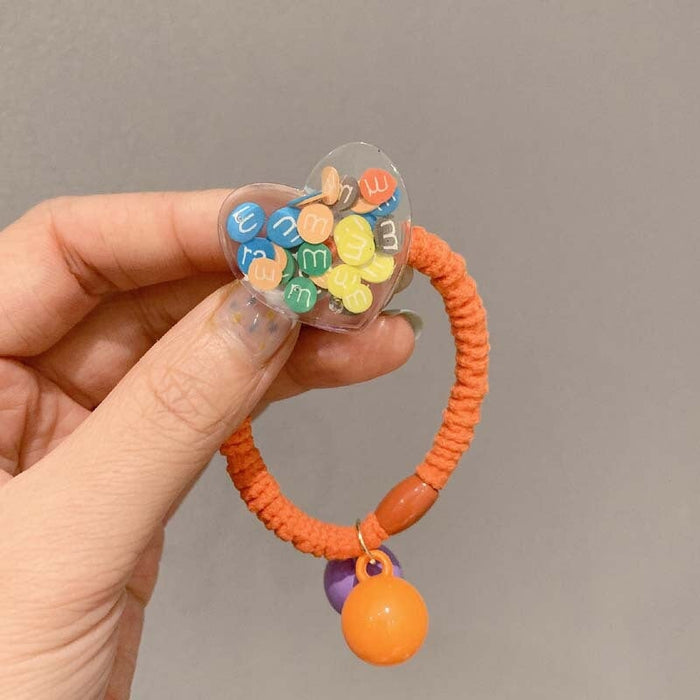 Wholesale lovely color mm bean round peach heart Hair Scrunchies JDC-HS-GSFS005 Hair Scrunchies 夙尚 A223-2orange Wholesale Jewelry JoyasDeChina Joyas De China