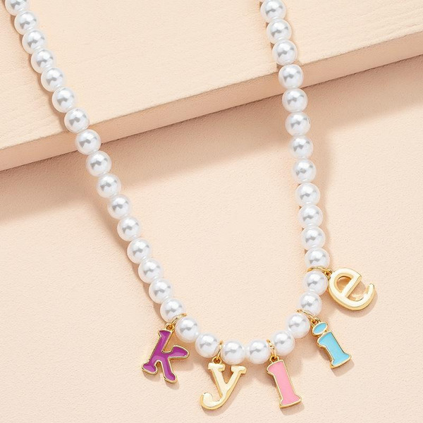 Bulk Jewelry Wholesale lovely letter Pearl Necklace JDC-NE-AYN013 Wholesale factory from China YIWU China
