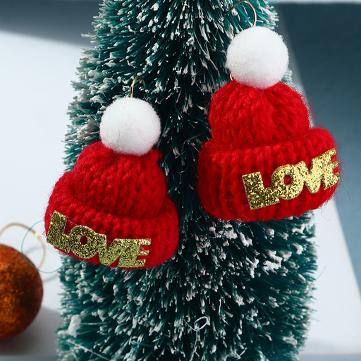 Wholesale lovely soft cute wool letter Christmas hat Earrings JDC-ES-E271 Earrings JoyasDeChina Wholesale Jewelry JoyasDeChina Joyas De China