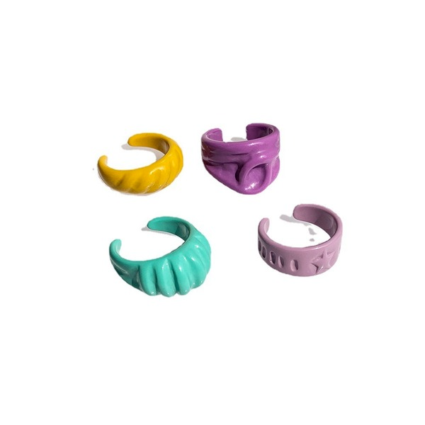 Bulk Jewelry Wholesale macaroon color resin irregular ring JDC-RS-F379 Wholesale factory from China YIWU China