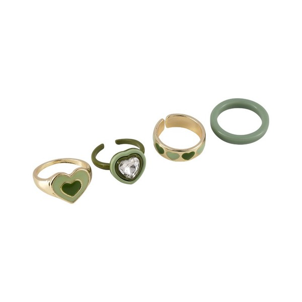 Bulk Jewelry Wholesale Matcha green / avocado heart diamond alloy rings JDC-RS-W200 Wholesale factory from China YIWU China