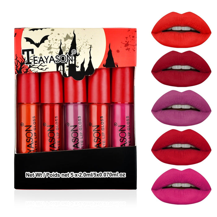 Wholesale matte matte nude pumpkin color five mini set box lip gloss lipstick JDC-MK-XuQ002 lipstick 徐芹 Wholesale Jewelry JoyasDeChina Joyas De China