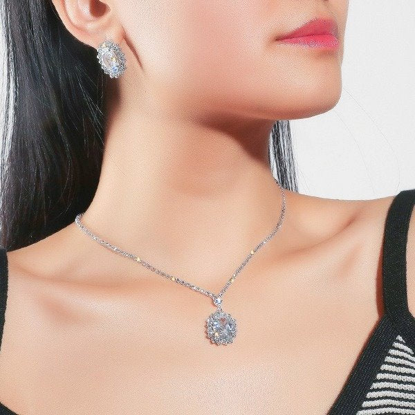 Wholesale melon chain rhinestone zircon necklace earrings set JDC-NE-JX019 Necklaces 锦希 Wholesale Jewelry JoyasDeChina Joyas De China