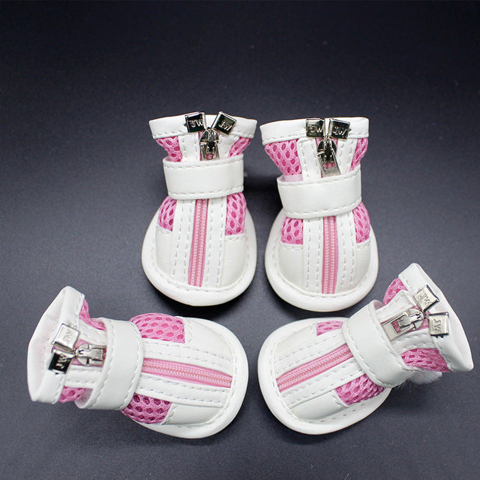 Wholesale mesh PU pet shoes pack of 2 JDC-PC-WQ001 Pet Clothes 万奇 pink NO.5 MINIMUM 2 Wholesale Jewelry JoyasDeChina Joyas De China