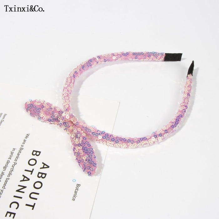 Wholesale mesh Sequin rabbit ear headband JDC-HD-XinX003 headband 心喜 1# Wholesale Jewelry JoyasDeChina Joyas De China
