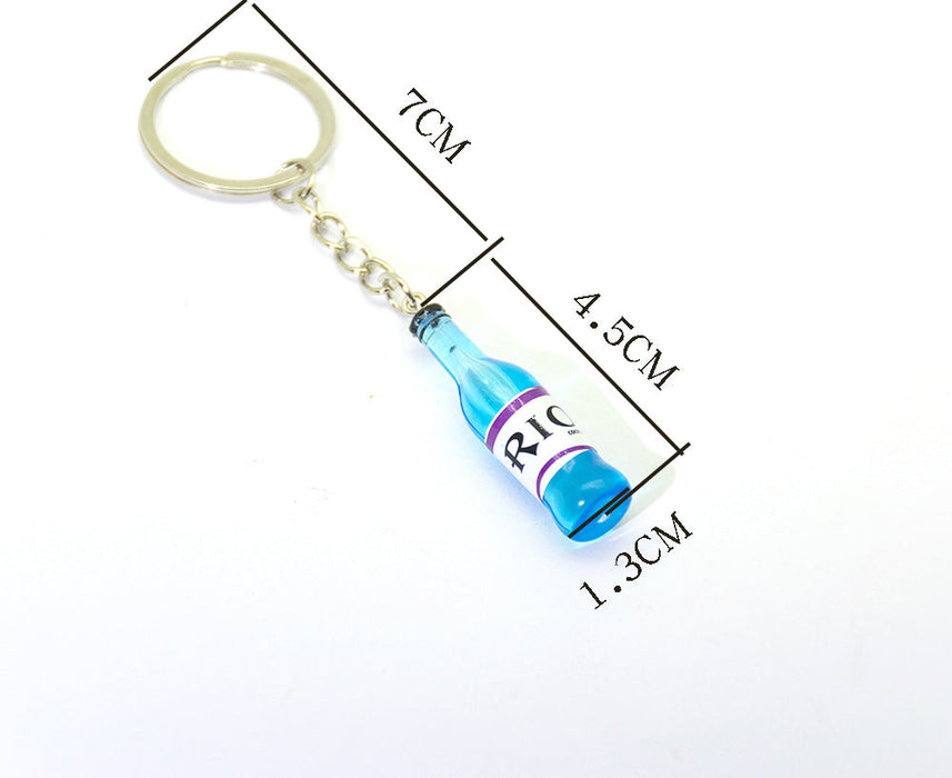 Wholesale Metal beverage bottle key chain JDC-KC-HTU038 Keychains 哈图 blue Bagged Wholesale Jewelry JoyasDeChina Joyas De China