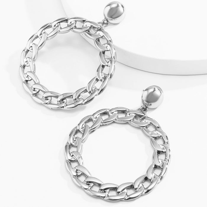 Wholesale metal CCB big circle earrings JDC-ES-XC334 Earrings 夏晨 silver Wholesale Jewelry JoyasDeChina Joyas De China