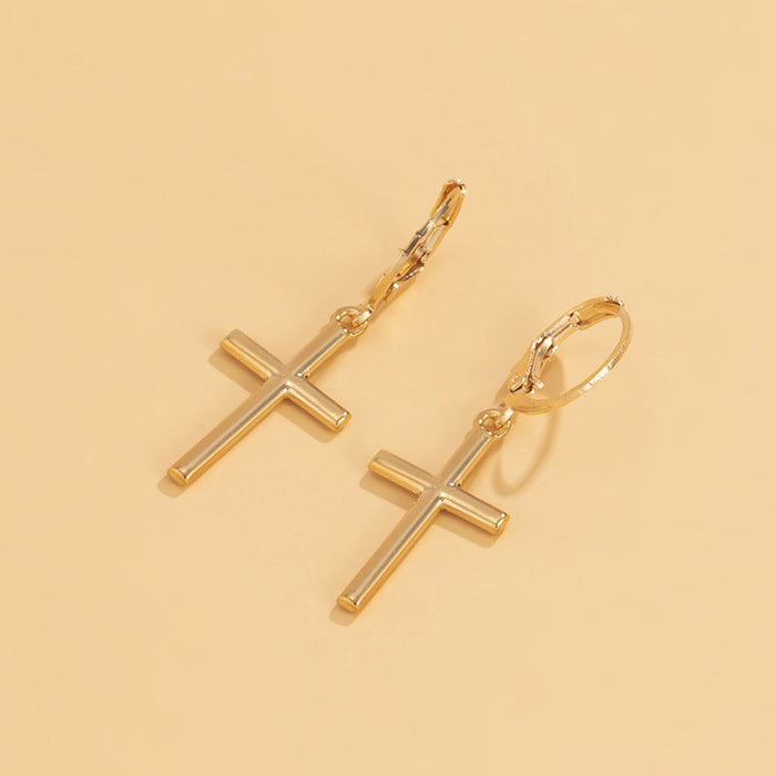 Wholesale metal cross tassel earrings JDC-ES-XC331 Earrings 夏晨 gold Wholesale Jewelry JoyasDeChina Joyas De China