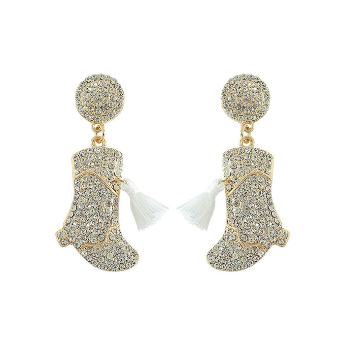 Wholesale metal diamond studded high-heeled shoes Earrings JDC-ES-JQ103 Earrings JoyasDeChina white Wholesale Jewelry JoyasDeChina Joyas De China