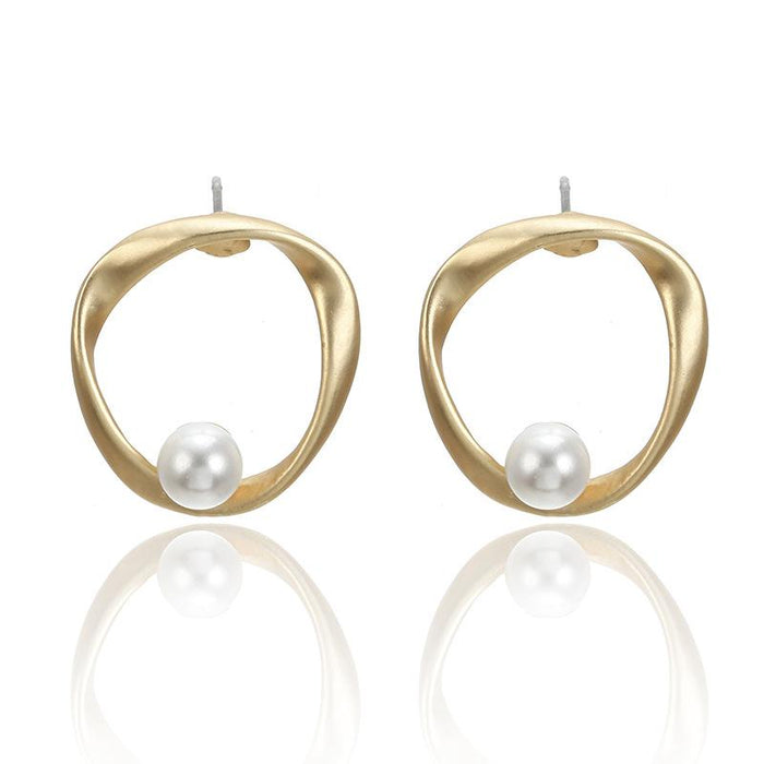 Wholesale metal earrings irregular round pearls JDC-ES-b083 earrings JoyasDeChina Golden Wholesale Jewelry JoyasDeChina Joyas De China