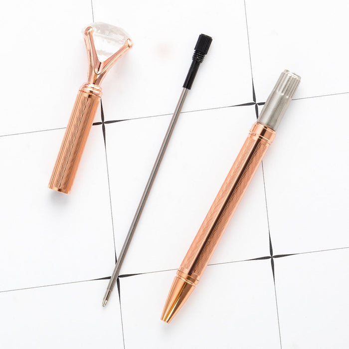 Wholesale metal electroplated engraving flower large diamond ballpoint pen JDC-BP-ZhenK002 Ballpoint Pen 振凯 Wholesale Jewelry JoyasDeChina Joyas De China