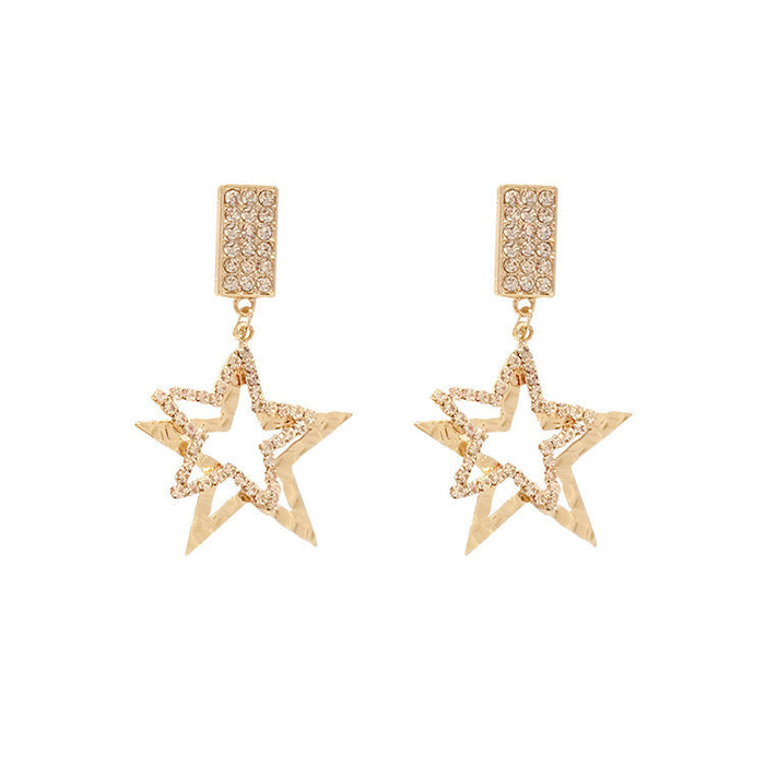 Wholesale metal five pointed star gold earrings JDC-ES-BY-101 Earrings 宝钰 Wholesale Jewelry JoyasDeChina Joyas De China