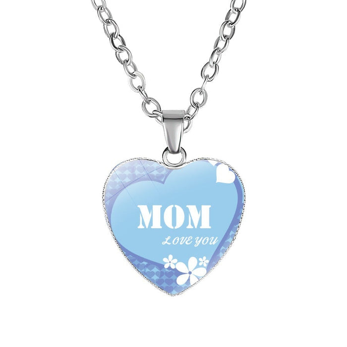 Wholesale Metal Glass MOM Heart Shape Mother's Day Pendant Necklace JDC-NE-NingX001 Necklaces 柠祥 62046703 Wholesale Jewelry JoyasDeChina Joyas De China