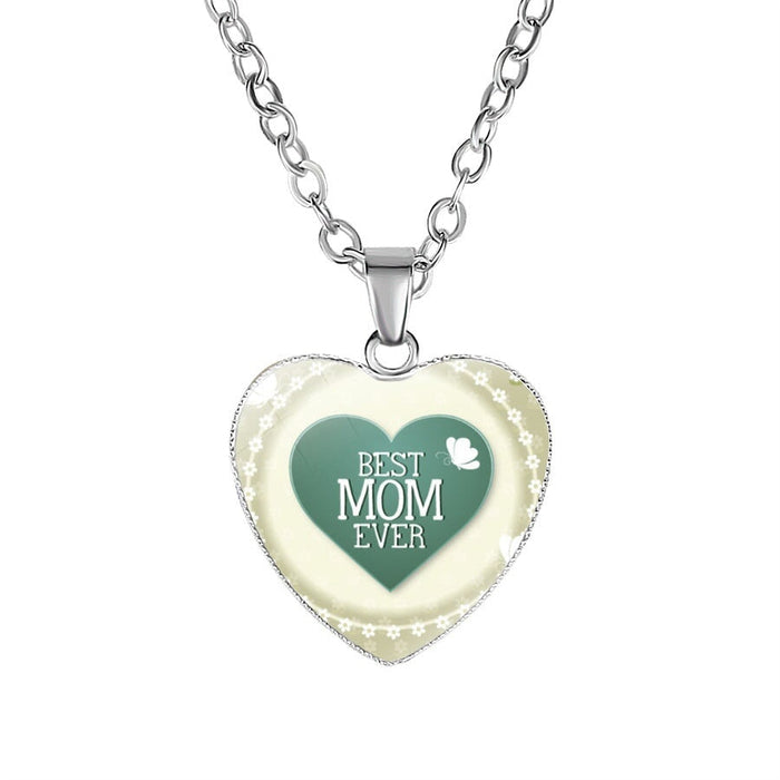 Wholesale Metal Glass MOM Heart Shape Mother's Day Pendant Necklace JDC-NE-NingX001 Necklaces 柠祥 62046706 Wholesale Jewelry JoyasDeChina Joyas De China