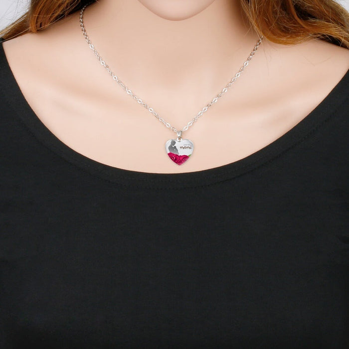 Wholesale Metal Glass MOM Heart Shape Mother's Day Pendant Necklace JDC-NE-NingX001 Necklaces 柠祥 Wholesale Jewelry JoyasDeChina Joyas De China