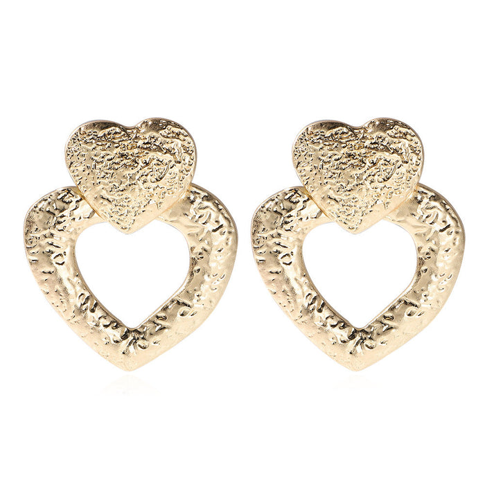 Wholesale metal heart-shaped earrings JDC-ES-JQ-011 Earrings 佳琪 gold Wholesale Jewelry JoyasDeChina Joyas De China