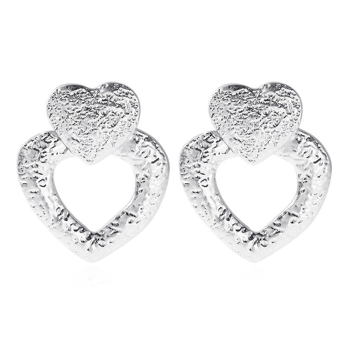 Wholesale metal heart-shaped earrings JDC-ES-JQ-011 Earrings 佳琪 silver Wholesale Jewelry JoyasDeChina Joyas De China
