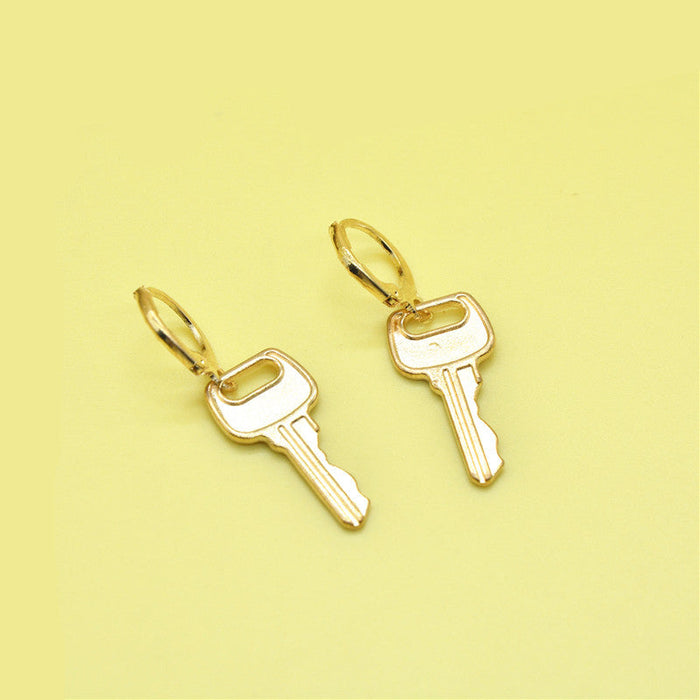 Wholesale Metal Key Geometric Earrings JDC-ES-XC320 Earrings 夏晨 gold Wholesale Jewelry JoyasDeChina Joyas De China