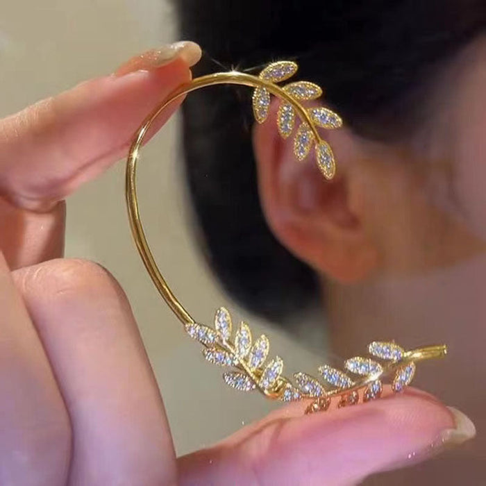 Wholesale metal leaf ear hook JDC-ES-XuF028 Earrings 旭帆 Golden right ear single Wholesale Jewelry JoyasDeChina Joyas De China