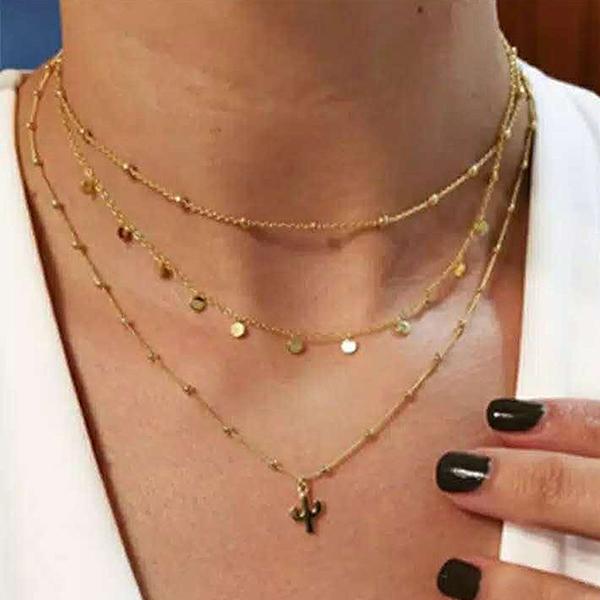 Bulk Jewelry Wholesale Metal Multilayer Cross Moon Pendant Necklace  JDC-NE-a021 Wholesale factory from China YIWU China
