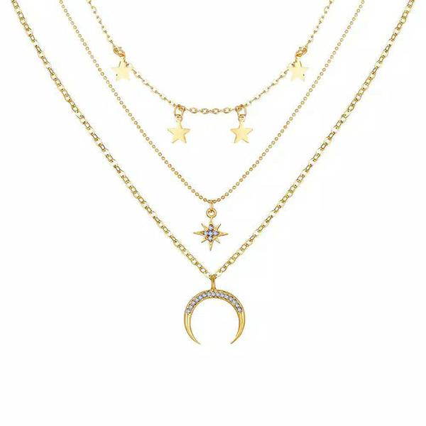 Bulk Jewelry Wholesale Metal Multilayer Cross Moon Pendant Necklace  JDC-NE-a021 Wholesale factory from China YIWU China