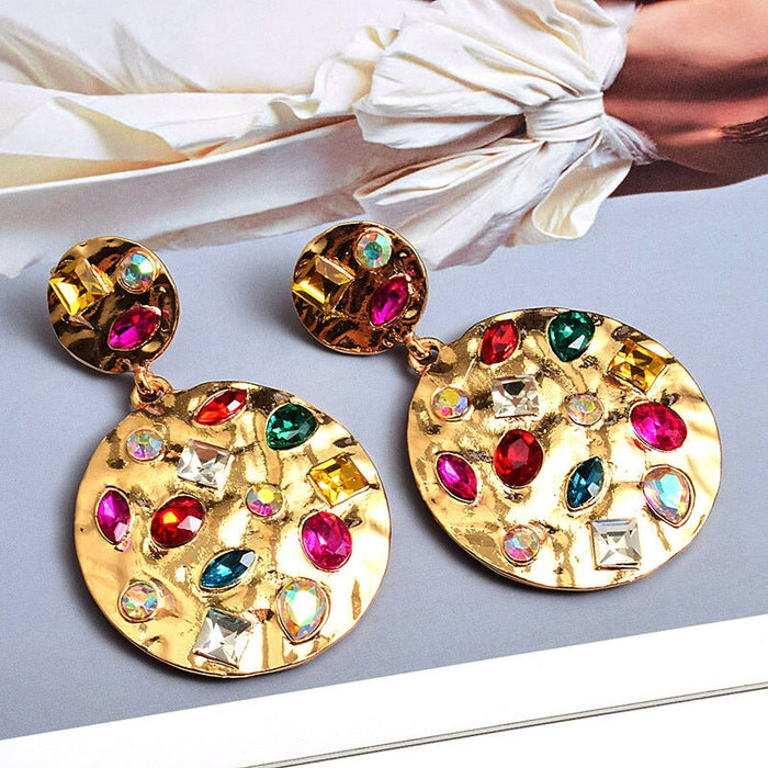 Wholesale Metal Round Rhinestone Alloy Earrings JDC-ES-SK086 Earrings 深刻 Wholesale Jewelry JoyasDeChina Joyas De China