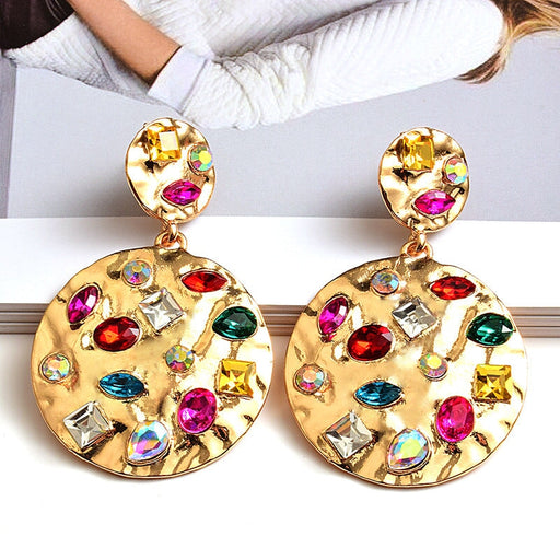 Wholesale Metal Round Rhinestone Alloy Earrings JDC-ES-SK086 Earrings 深刻 gold Wholesale Jewelry JoyasDeChina Joyas De China
