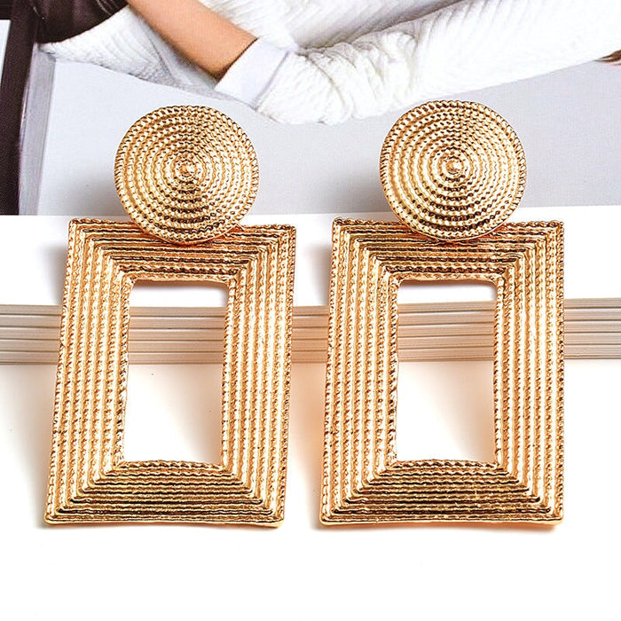 Wholesale Metal Square Earrings JDC-ES-SK037 Earrings 深刻 golden Wholesale Jewelry JoyasDeChina Joyas De China