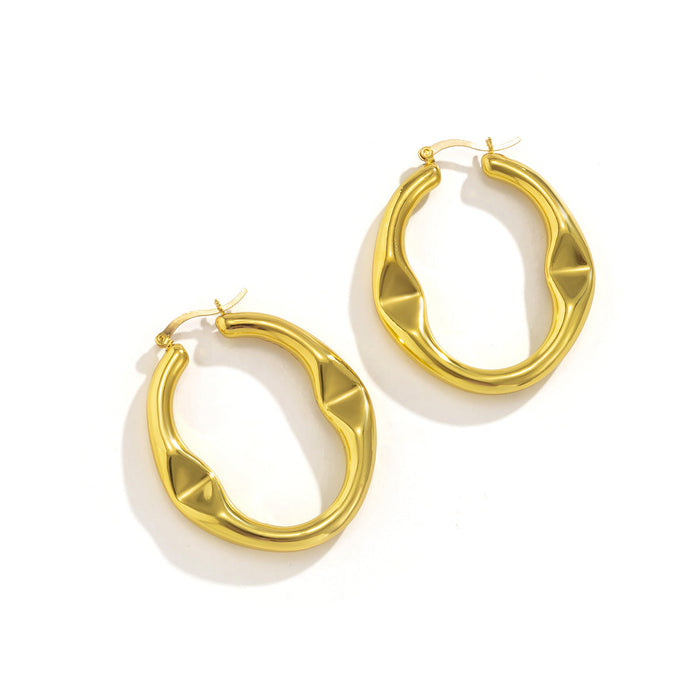 Wholesale metal texture U-shaped copper earrings JDC-ES-DN016 Earrings 道妮 gold Wholesale Jewelry JoyasDeChina Joyas De China