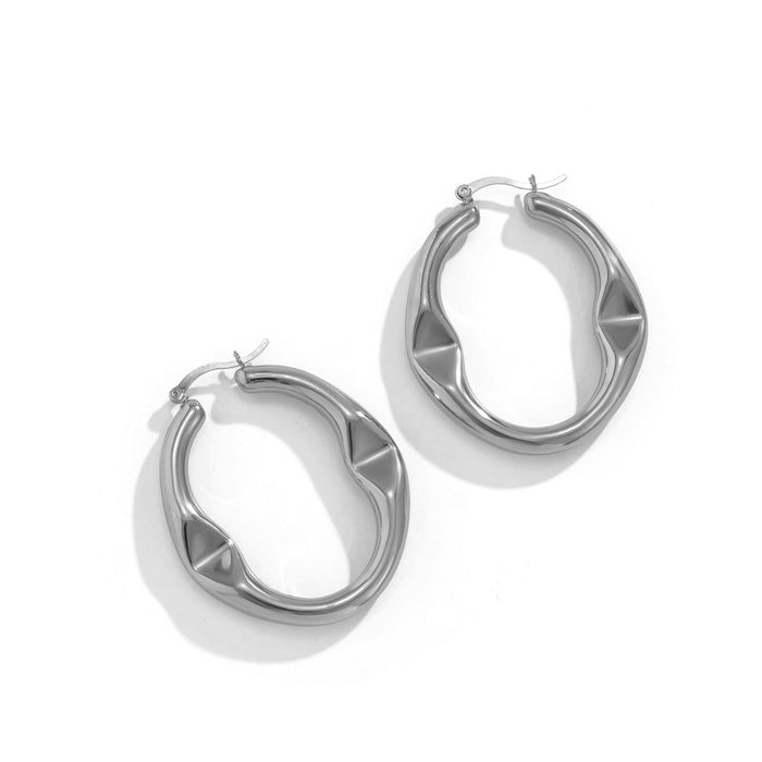 Wholesale metal texture U-shaped copper earrings JDC-ES-DN016 Earrings 道妮 white k Wholesale Jewelry JoyasDeChina Joyas De China