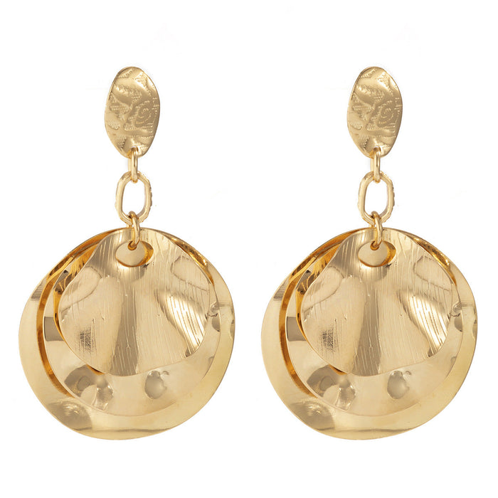 Wholesale metallic style sequined iron earrings JDC-ES-DN013 Earrings 道妮 gold Wholesale Jewelry JoyasDeChina Joyas De China