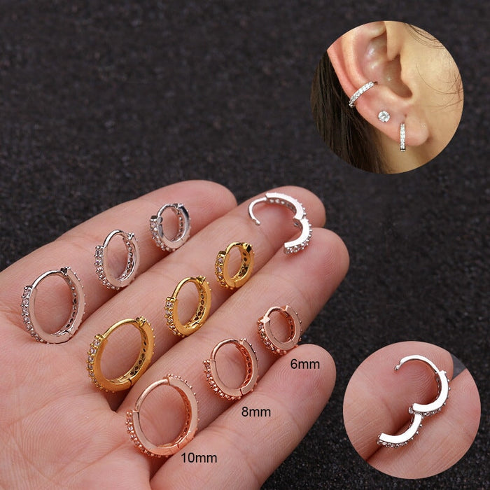 Wholesale micro-inlaid round stud earring puncture MOQ≥2 JDC-ES-Henst004 Piercings 亨森 Wholesale Jewelry JoyasDeChina Joyas De China