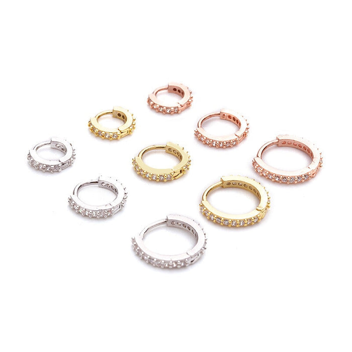 Wholesale micro-inlaid round stud earring puncture MOQ≥2 JDC-ES-Henst004 Piercings 亨森 Silver 6mm Wholesale Jewelry JoyasDeChina Joyas De China
