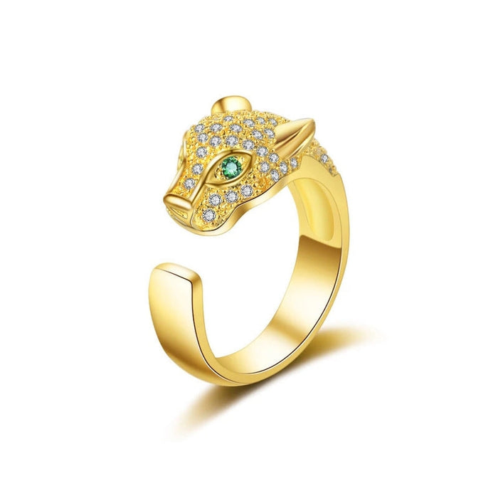 Wholesale micro inlaid zircon leopard head ring JDC-RS-BLX078 Rings 宝来兴 18K gold open Wholesale Jewelry JoyasDeChina Joyas De China