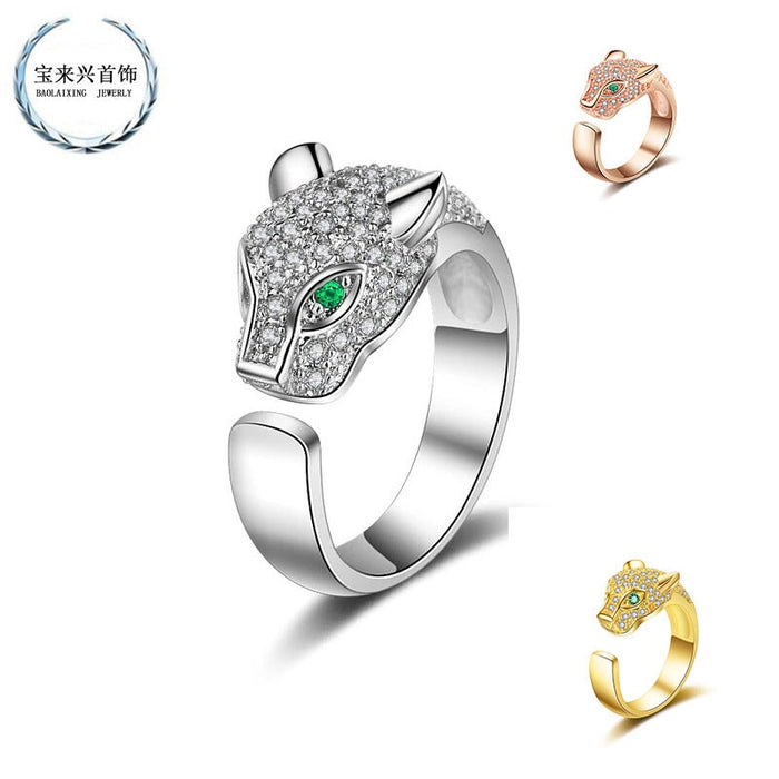 Wholesale micro inlaid zircon leopard head ring JDC-RS-BLX078 Rings 宝来兴 Wholesale Jewelry JoyasDeChina Joyas De China