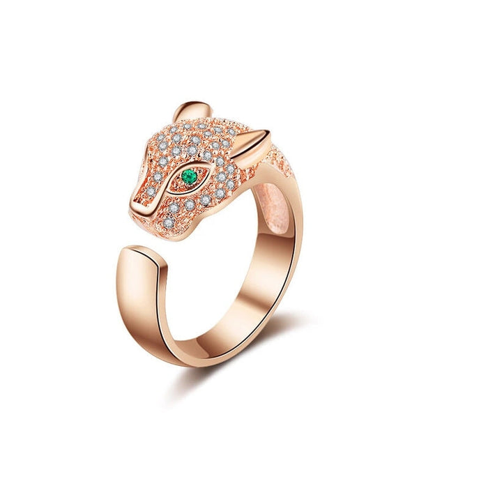 Wholesale micro inlaid zircon leopard head ring JDC-RS-BLX078 Rings 宝来兴 rose gold open Wholesale Jewelry JoyasDeChina Joyas De China
