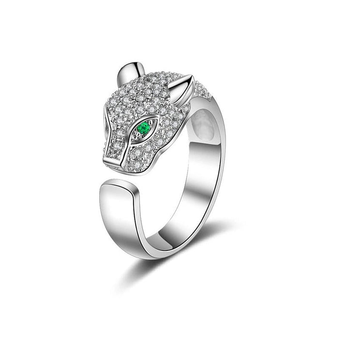 Wholesale micro inlaid zircon leopard head ring JDC-RS-BLX078 Rings 宝来兴 white open Wholesale Jewelry JoyasDeChina Joyas De China
