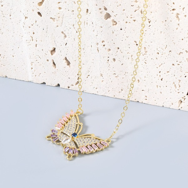 Wholesale Micro Rhinestone Butterfly Pendant Copper Necklaces JDC-NE-JL116 necklaces JoyasDeChina Wholesale Jewelry JoyasDeChina Joyas De China