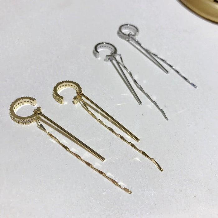 Wholesale micro-zircon C type tassel ear clip JDC-ES-ChiH003 Earrings 池豪 Wholesale Jewelry JoyasDeChina Joyas De China
