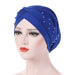 Wholesale milk silk beaded turban hat JDC-FH-QD010 Fashionhat 群德 blue M Wholesale Jewelry JoyasDeChina Joyas De China
