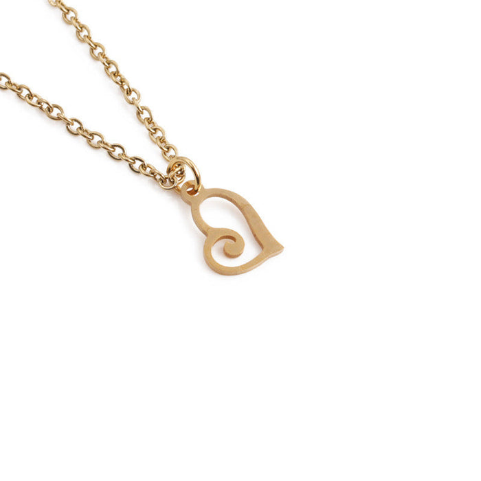 Wholesale Mini Heart Pendant Stainless Steel Necklace JDC-NE-ML089 NECKLACE JoyasDeChina Ml-ssn00161 golden + O sub chain Wholesale Jewelry JoyasDeChina Joyas De China